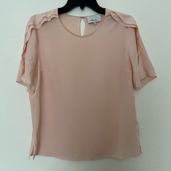 3.1 Phillip Lim Womens Short Sleeve Scoop Neck Blouse Size 8 100% Silk. - Picture 2 of 6